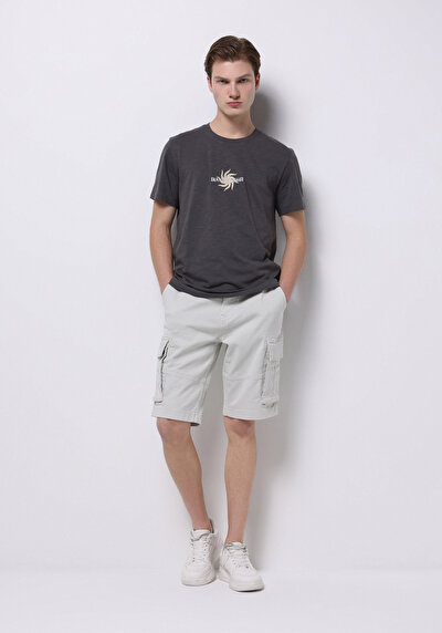 Image de T-shirt À Manches Courtes Gris Regular Fit Droit Homme