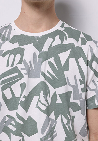 Image de T-shirt À Manches Courtes Vert Regular Fit Imprimé Homme