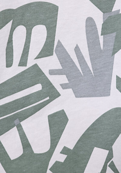 Image de T-shirt À Manches Courtes Vert Regular Fit Imprimé Homme