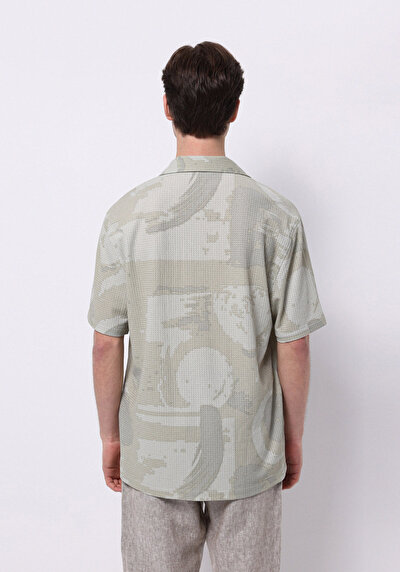 Image de Chemise À Manches Courtes Vert Imprimé Regular Fit Homme
