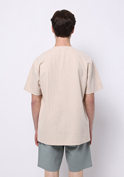 Afficher les détails de T-shirt À Manches Courtes Beige Comfort Fit Jakarli Homme