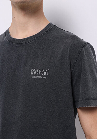 Afficher les détails de T-shirt À Manches Courtes Anthracite Regular Fit Droit Homme