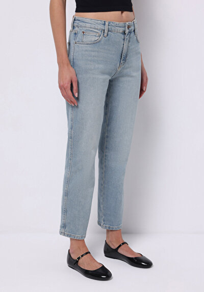 Image de 891 Maya Pantalon Bleu Cigarette Leg Medium Rise En Jean Slim Fit Femme