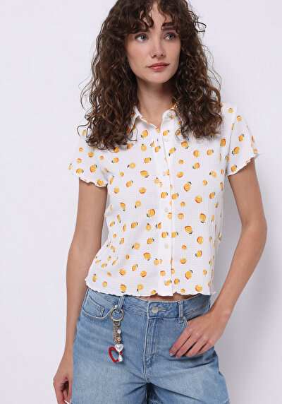 Image de Ecru Imprimé Slim Fit Femme