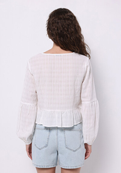 Image de Chemisier À Manches Longues Blanc Regular Fit Femme