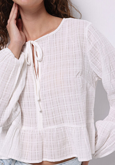 Image de Chemisier À Manches Longues Blanc Regular Fit Femme