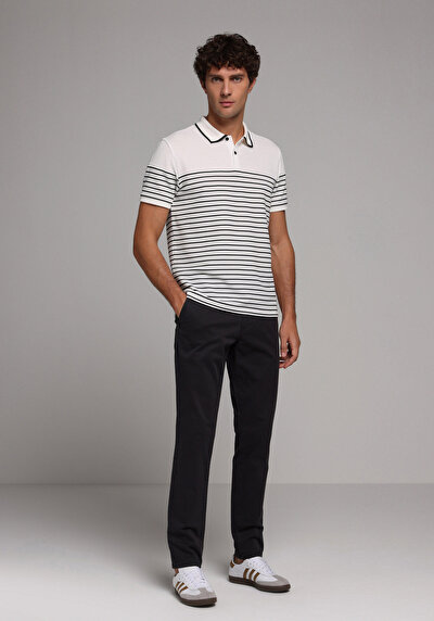 Image de Pantalon Gris Straight Leg Medium Rise En Gabardine Slim Fit Homme