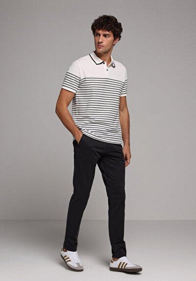 Image de Pantalon Gris Straight Leg Medium Rise En Gabardine Slim Fit Homme
