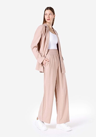 Afficher les détails de Pantalon Rose Wide Leg High Rise  Regular Fit Femme