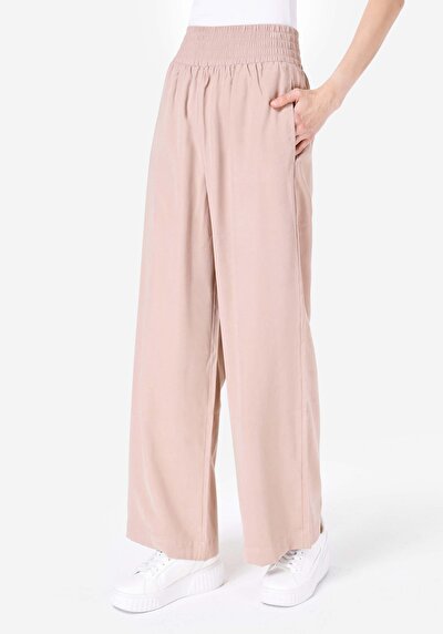 Afficher les détails de Pantalon Rose Wide Leg High Rise  Regular Fit Femme