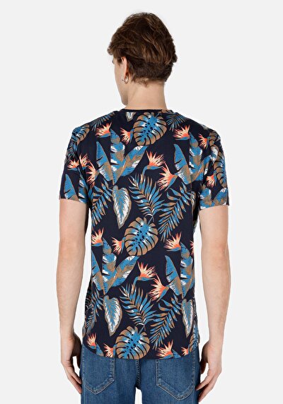 Afficher les détails de T-shirt À Manches Courtes Marine Regular Fit Imprimé Homme