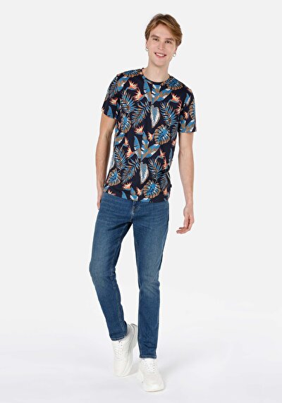 Image de T-shirt À Manches Courtes Marine Regular Fit Imprimé Homme