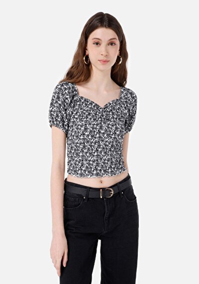 Image de T-shirt À Manches Courtes Noir Slim Fit Femme