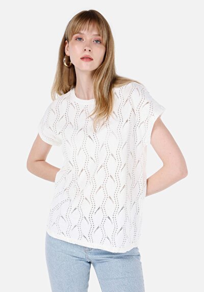 Image de T-shirt À Manches Courtes Blanc Regular Fit Droit Femme