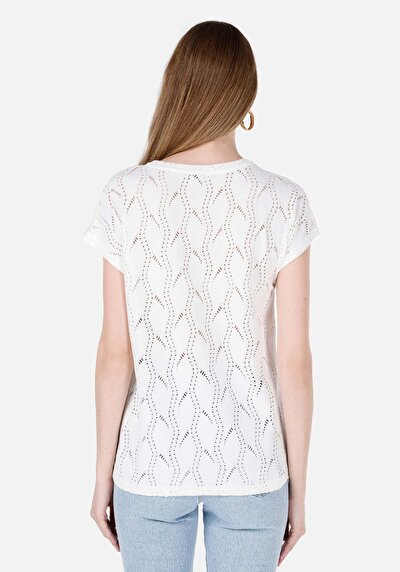 Image de T-shirt À Manches Courtes Blanc Regular Fit Droit Femme