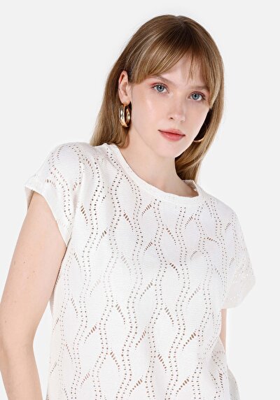 Image de T-shirt À Manches Courtes Blanc Regular Fit Droit Femme