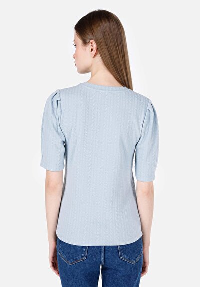 Image de T-shirt À Manches Courtes Bleu Regular Fit Droit Femme