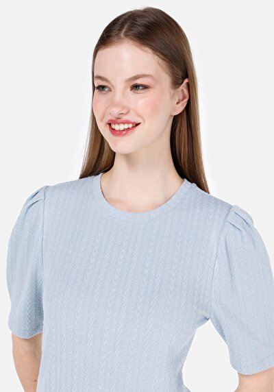 Image de T-shirt À Manches Courtes Bleu Regular Fit Droit Femme
