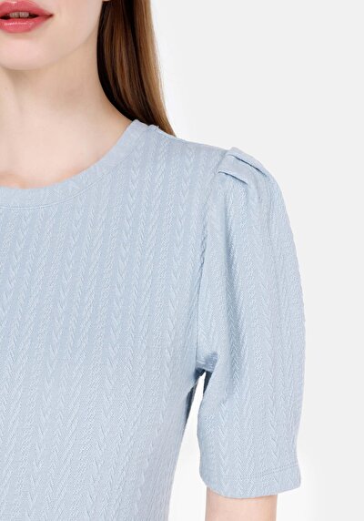 Image de T-shirt À Manches Courtes Bleu Regular Fit Droit Femme