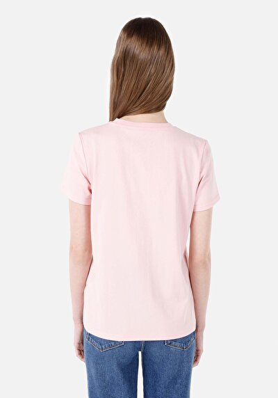 Image de T-shirt À Manches Courtes Rose Regular Fit Imprimé Femme
