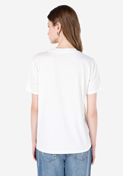 Image de T-shirt À Manches Courtes Blanc Regular Fit Imprimé Femme