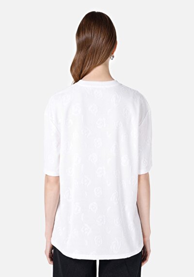 Image de T-shirt À Manches Courtes Blanc Regular Fit Imprimé Femme