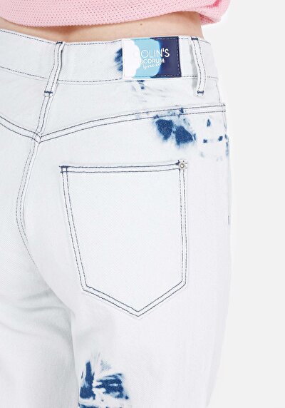 Afficher les détails de 896  Maria Pantalon Bleu Tapered Leg  En  Mom Fit Femme