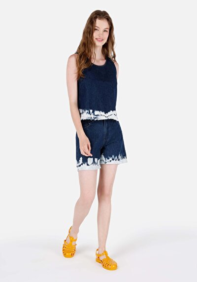 Image de Short Bleu Mom Fit Femme
