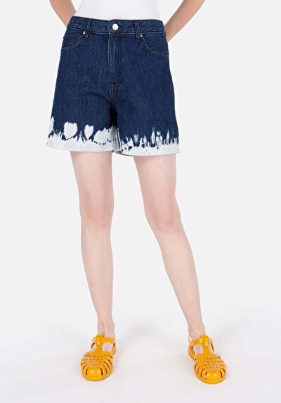 Image de Short Bleu Mom Fit Femme
