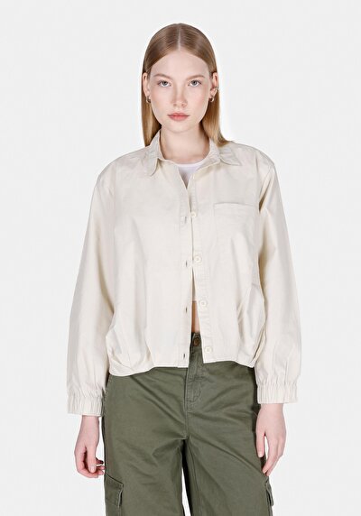 Image de Chemise À Manches Longues Beige Regular Fit Droit Femme