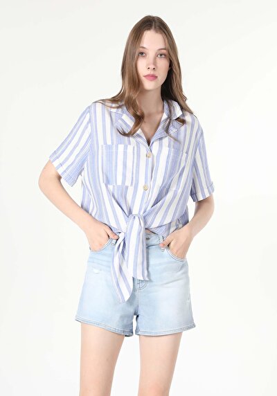 Image de Chemise À Manches Courtes Bleu Regular Fit Femme