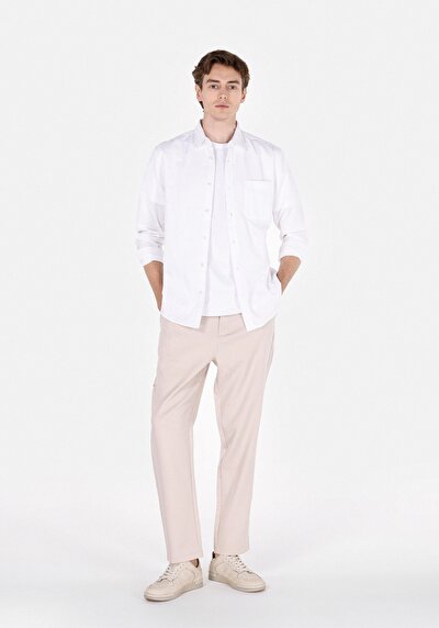 Image de Chemise À Manches Longues Blanc Regular Fit Droit Popeline Homme