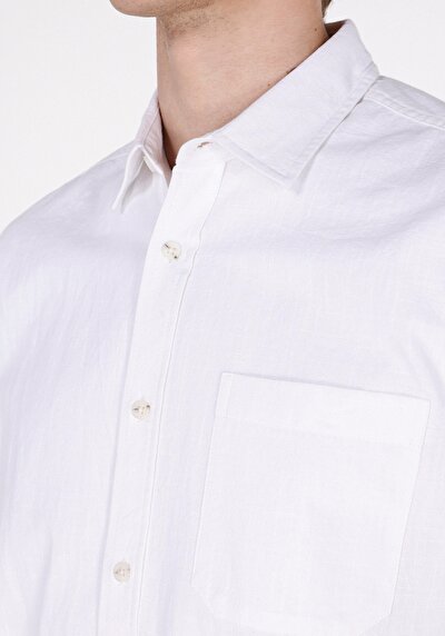 Image de Chemise À Manches Longues Blanc Regular Fit Droit Popeline Homme