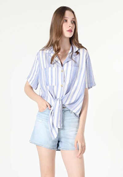 Image de Chemise À Manches Courtes Bleu  Regular Fit Femme