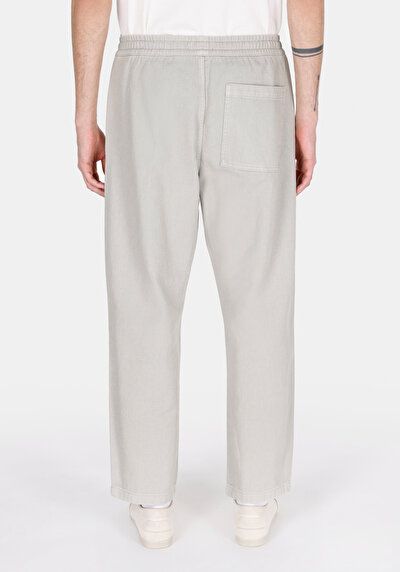 Afficher les détails de Pantalon Vert Loose Leg Medium Rise En Gabardine Relaxed Fit Homme