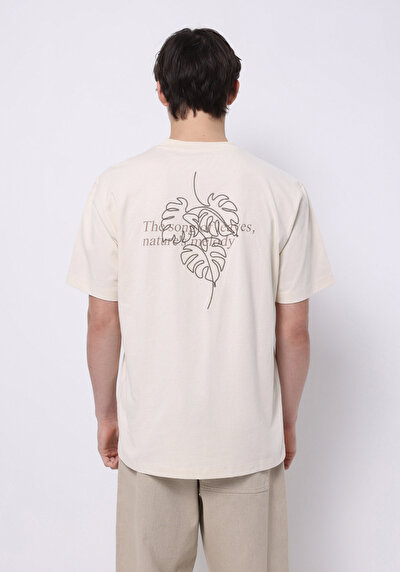 Image de T-shirt À Manches Courtes Beige Comfort Fit Droit Homme