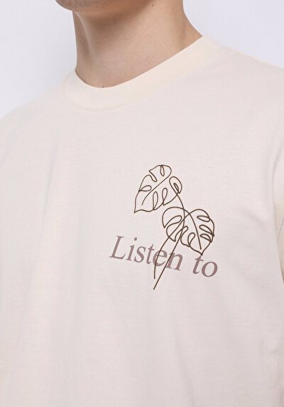 Image de T-shirt À Manches Courtes Beige Comfort Fit Droit Homme