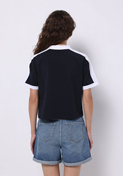 Image de Chemise Polo À Manches Courtes Marine Droit Regular Fit Femme