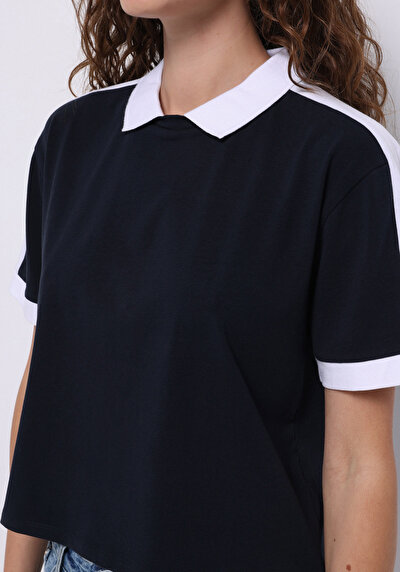 Image de Chemise Polo À Manches Courtes Marine Droit Regular Fit Femme