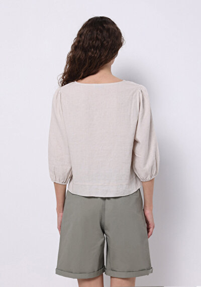 Image de Chemisier À Manches Longues Beige Regular Fit Femme