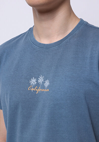Image de T-shirt À Manches Courtes Bleu Regular Fit Droit Homme