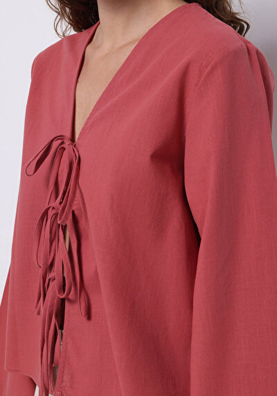 Image de Chemisier À Manches Longues Rose Regular Fit Femme