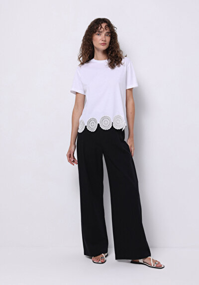Image de T-shirt À Manches Courtes Blanc Regular Fit Droit Femme