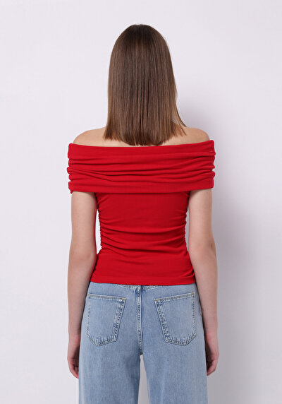 Image de Blouse À Manches Courtes Rouge Slim Fit Sans Manches Femme