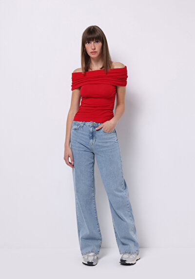 Image de Blouse À Manches Courtes Rouge Slim Fit Sans Manches Femme