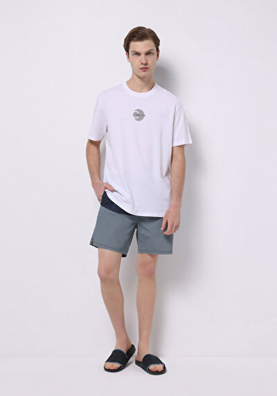 Image de Short De Bain Bleu Slim Fit Doublé Homme