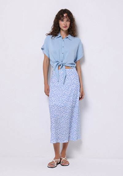 Image de Jupe Bleu Midi Imprimé Ratière Mdi Femme