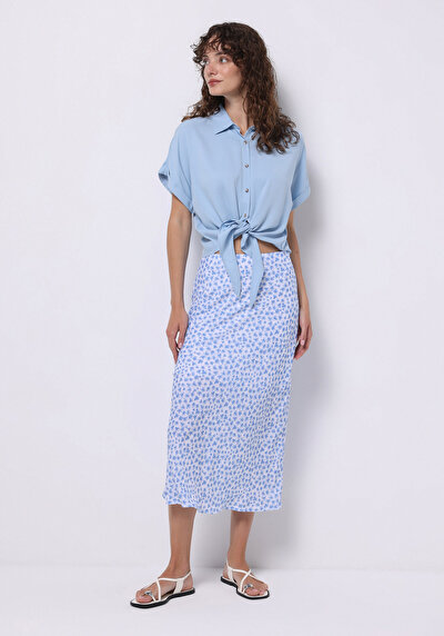 Image de Jupe Bleu Midi Imprimé Ratière Mdi Femme