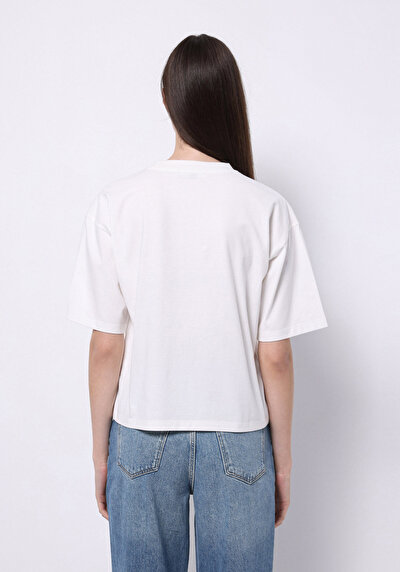 Image de T-shirt À Manches Courtes Blanc Regular Fit Imprimé Femme