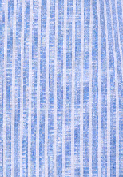 Image de Chemise À Manches Longues Bleu Regular Fit Rayé Lin Homme